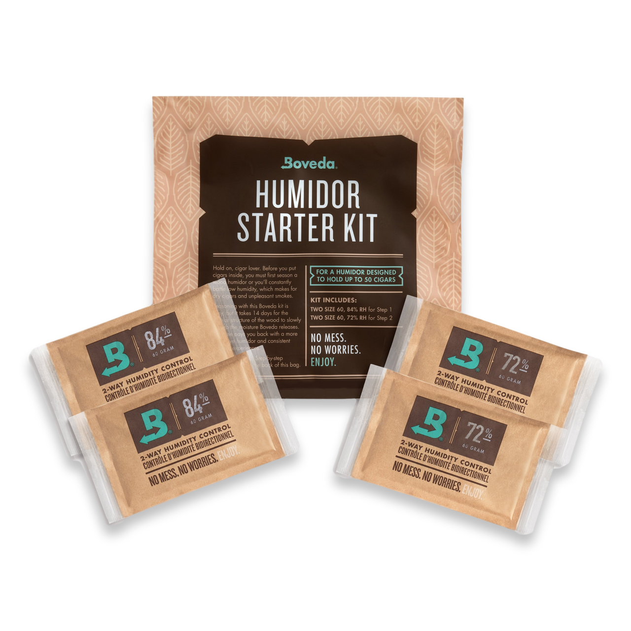 KIT DE INICIO BOVEDA PARA HUMIDORES 60 GRS 4 PZ (2 PZ 84% 2 PZ 72%)